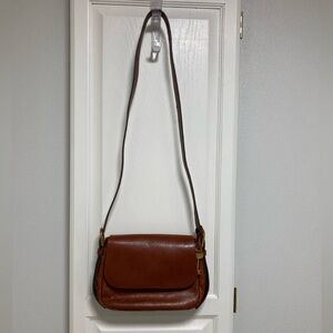 Fossil Harper Small Crossbody Bag. Cognac brown leather.